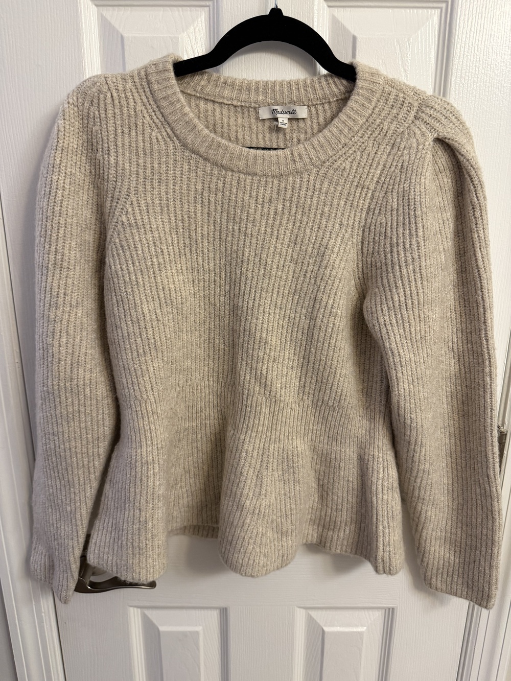 Madewell Oatmeal Peplum Sweater NWT Size S